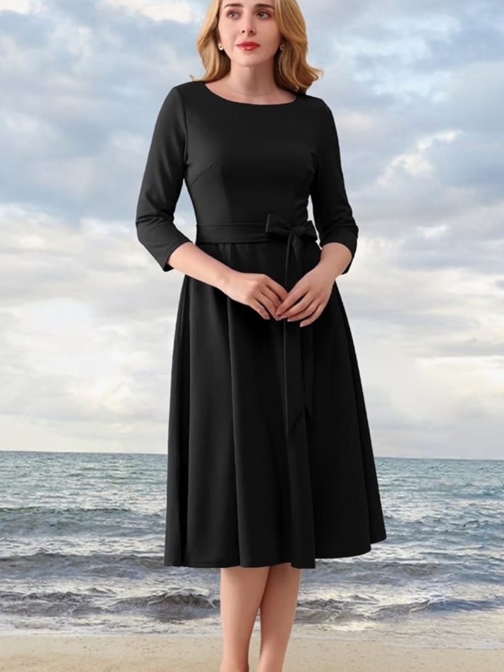 DRESSTELLS Cocktail Dresses for Women, Vintage Wedding Guest Church Dress3/4 Sl